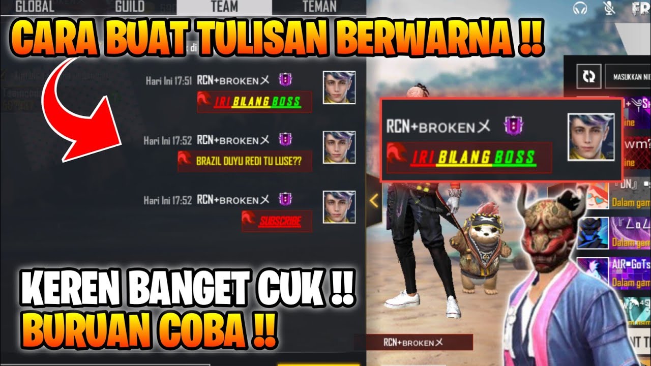 CARA MEMBUAT TULISAN BERWARNA DI FREEFIRE