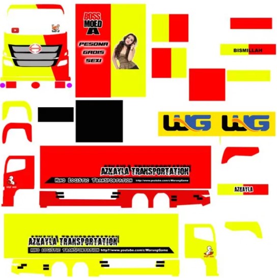 Livery Truck Hino Tribal Cabe Red Yellow