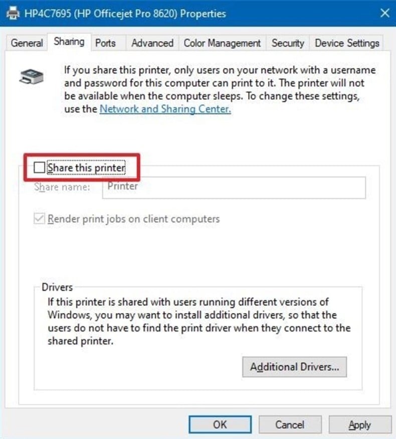 Menghentikan Sharing Printer Windows 10