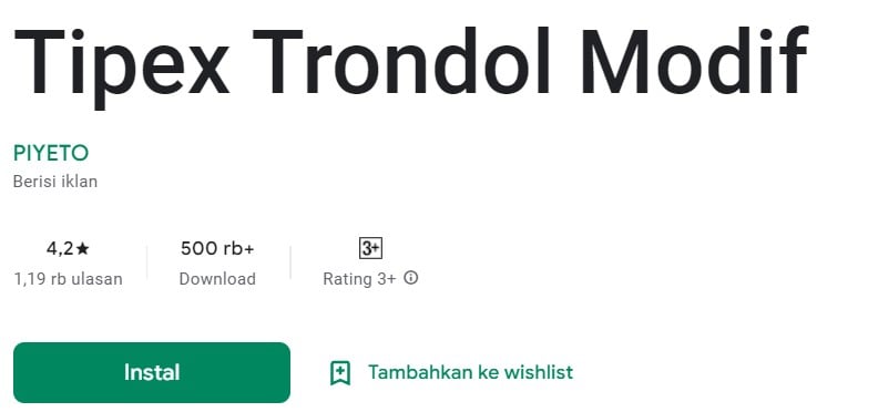 Install Tipex Trondol Modif Apk