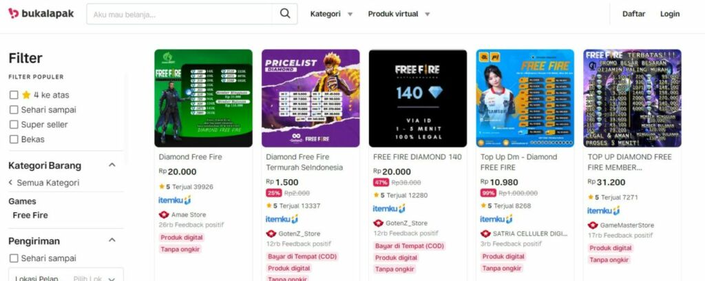 Situs Bukalapak Jual Beli Akun Ff Terpercaya