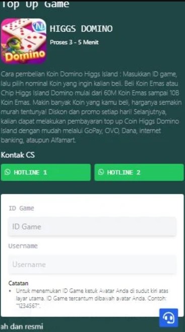 Masukkan Id Game Dan Username