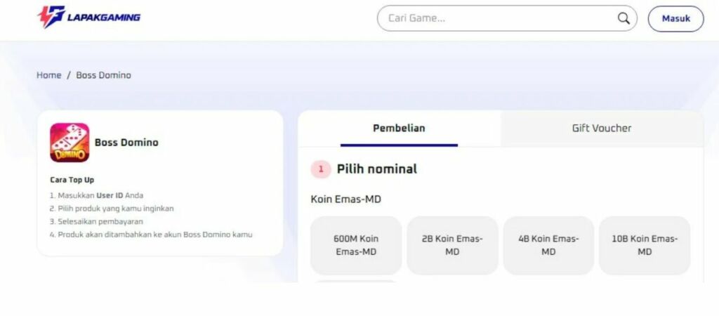 Cara Top Up Boss Domino Murah dan Aman via DANA & Pulsa 5 Beli Chip Boss Domino Melalui Lapakgaming