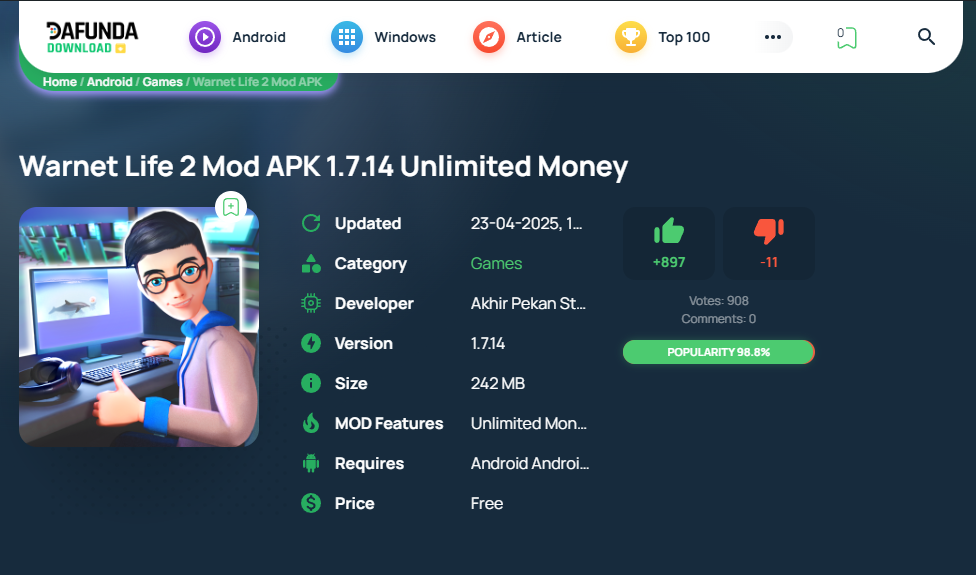 Download Warnet Life 2 Mod Apk